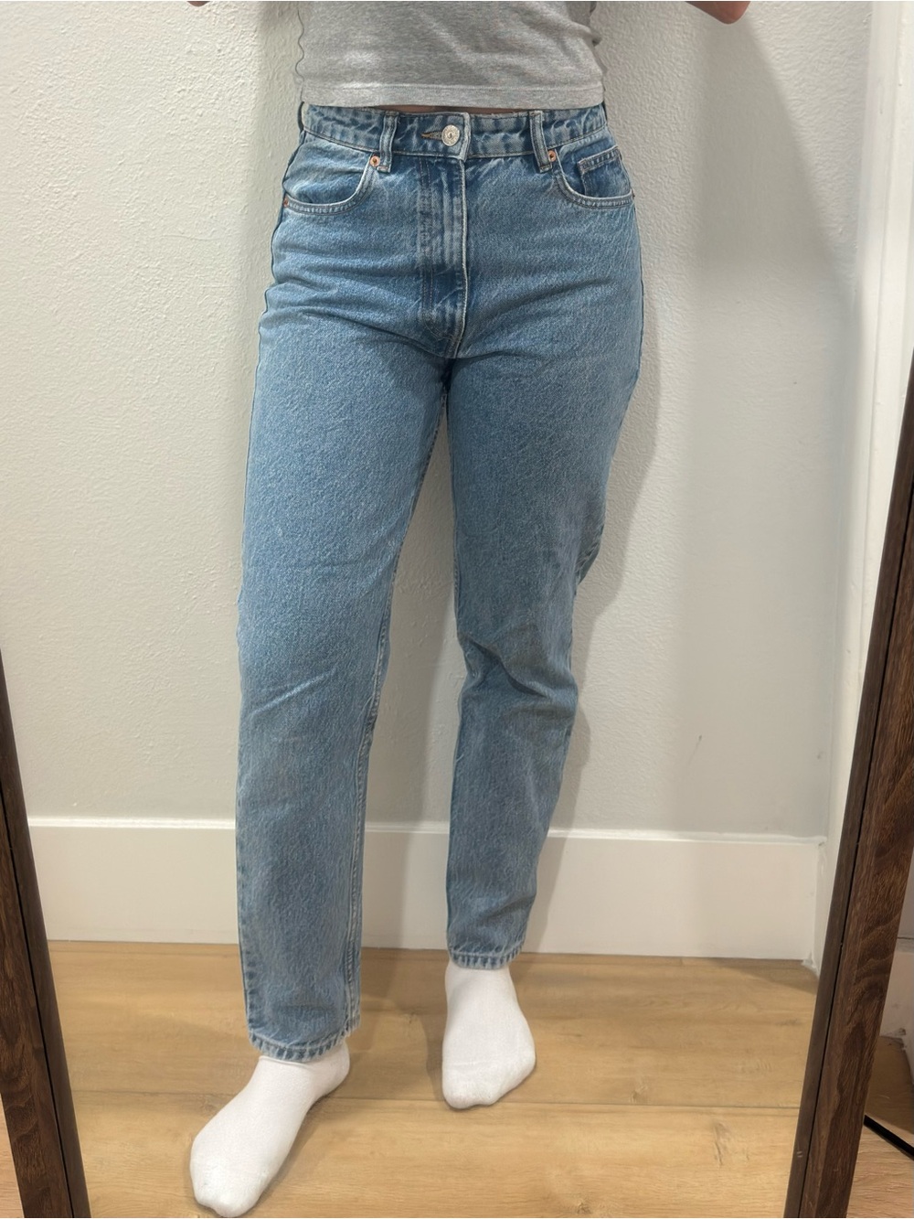 Zara Classic Light Blue High-Rise Straight Jeans
